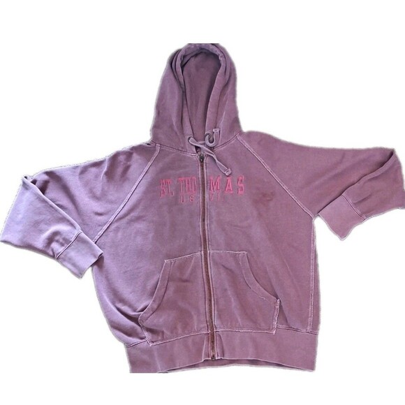 Saint Thomas University Hoodie Mens Sz Large Mauve Comfort Colors Virgin Islands - Picture 1 of 10